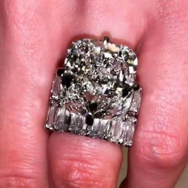 Handmade Cushion Cut Eternity Sterling Silver Bridal Set