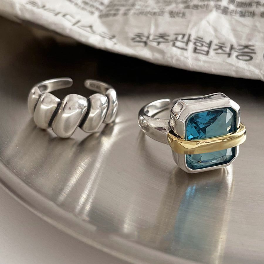 Retro INS Style Square Adjustable Open Rings
