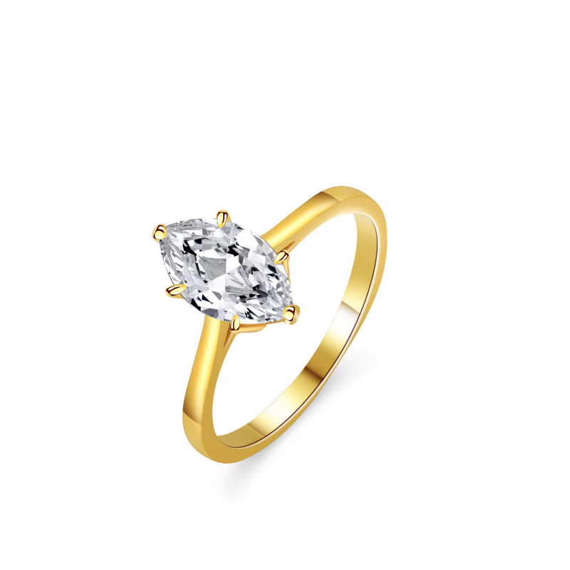 Marquise Cut Moissanite Sterling Silver Ring