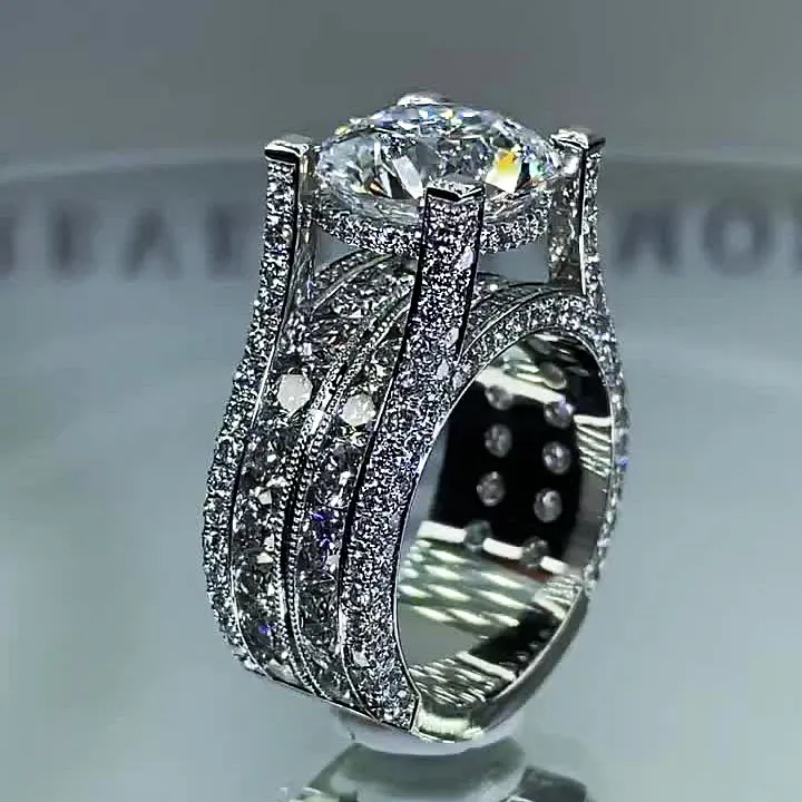 Round Cut Sterling Silver Ring with 3ct Stone