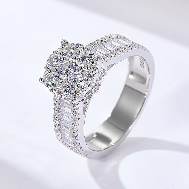 Round Cut Sterling Silver Ring Set