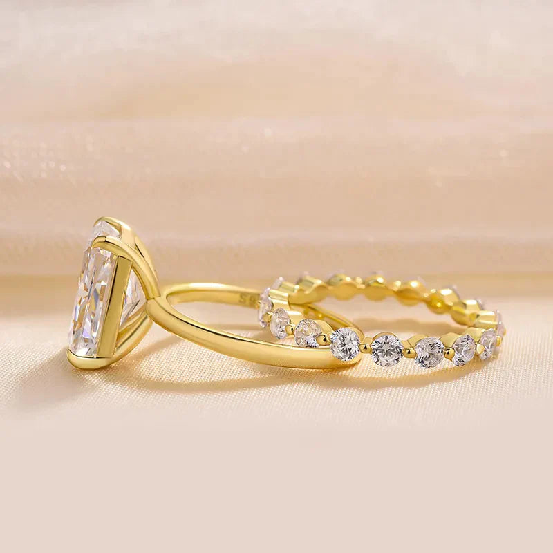 Stunning Radiant Cut Bridal Set In Sterling Silver