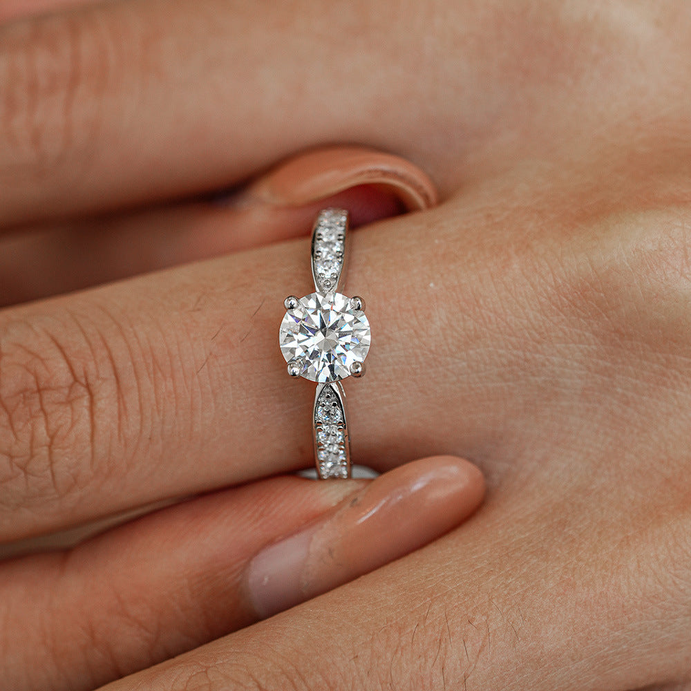 1ct Moissanite Four Prong Engagement Ring in S925 Sterling Silver