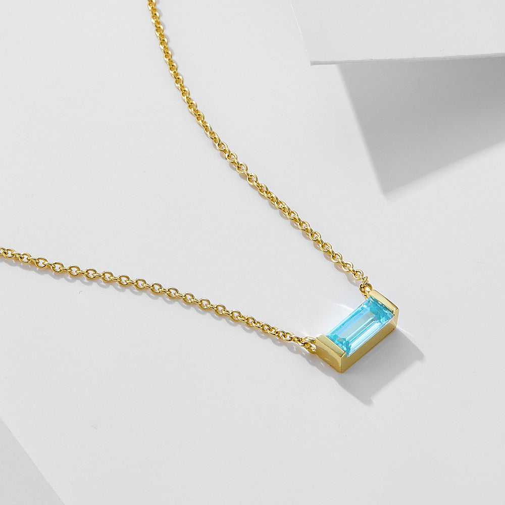Simple design 925 Sterling Silver birth stone necklace