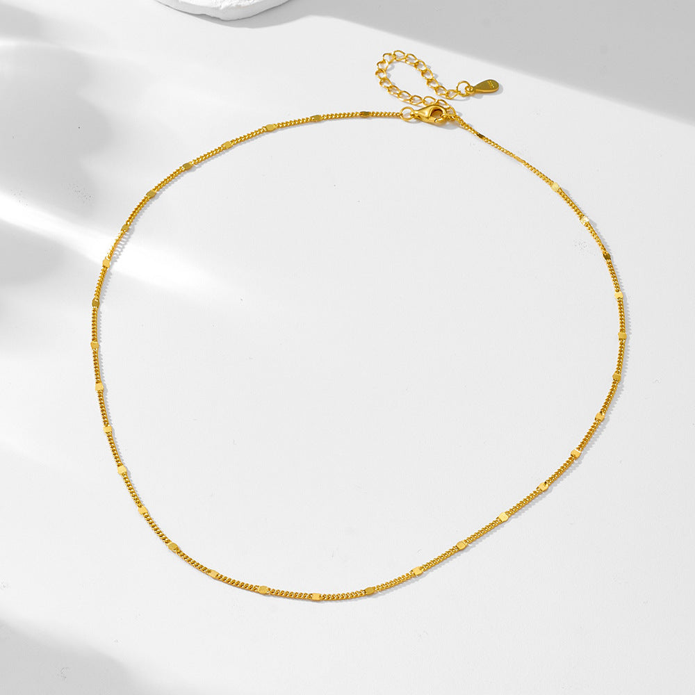 Minimalist Chain Necklace with Trendy Layering Design in Sterling Silver