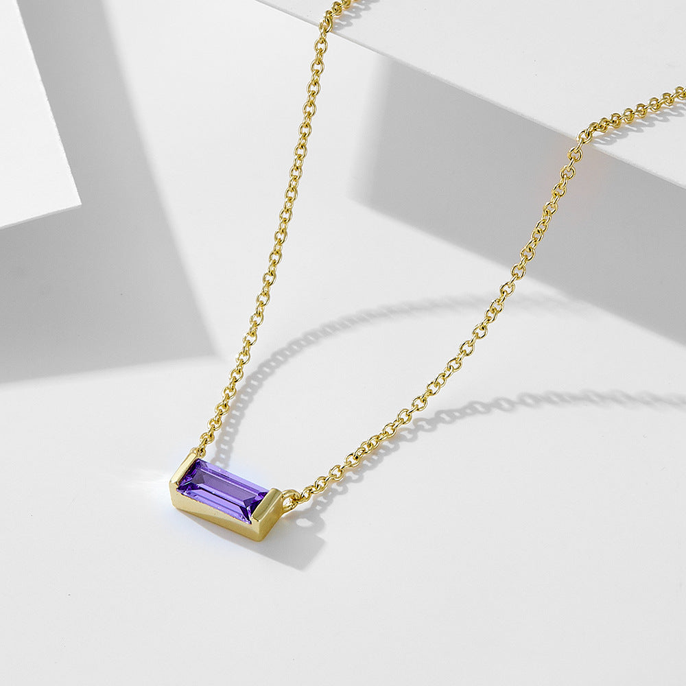 Simple design 925 Sterling Silver birth stone necklace