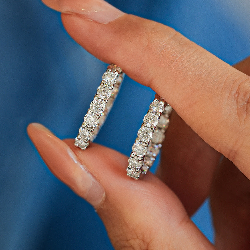 Moissanite Sterling Silver Hoops Earrings