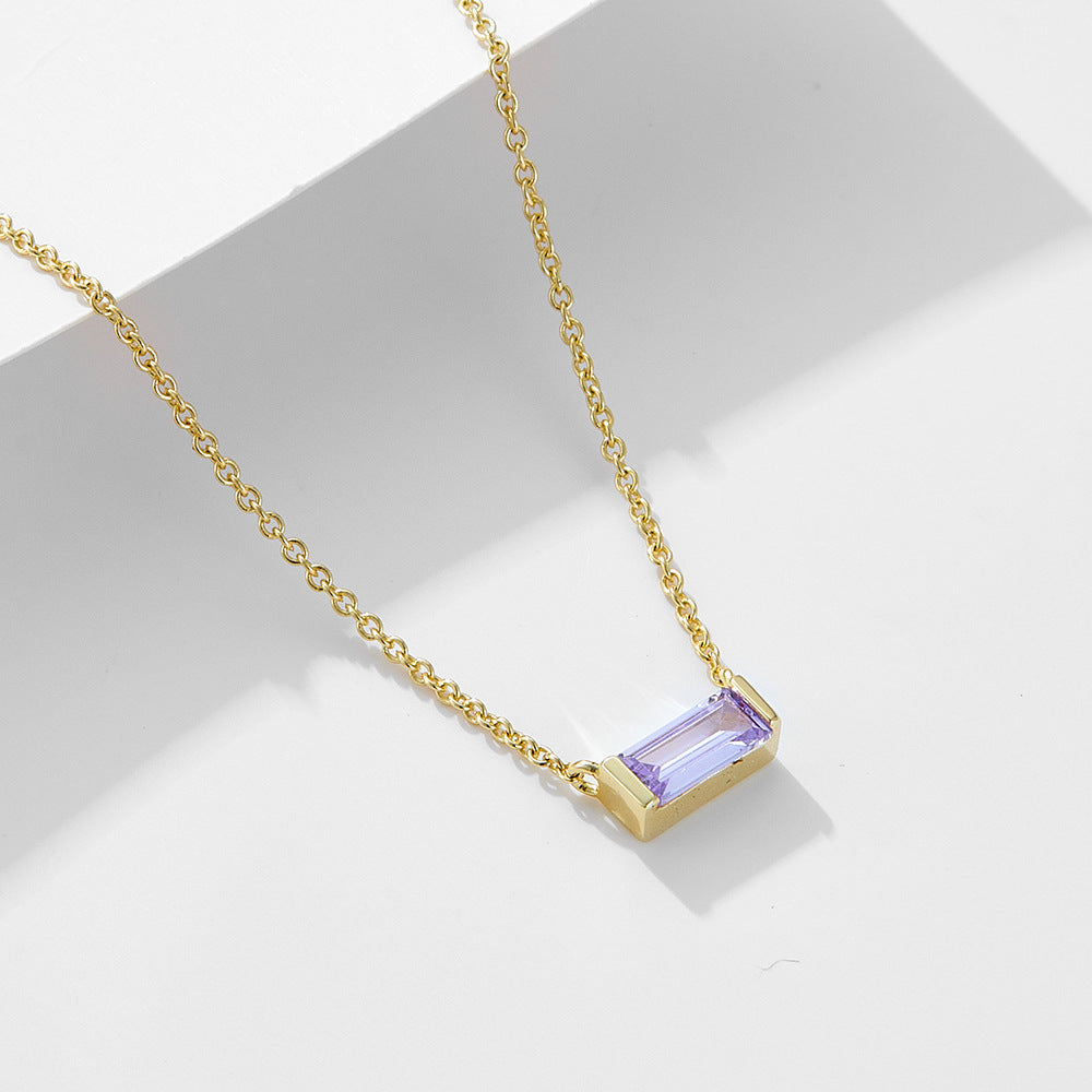 Simple design 925 Sterling Silver birth stone necklace