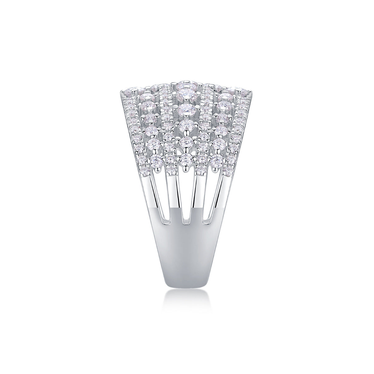 Luxury Moissanite 18K White Gold Plated Sterling Silver Band