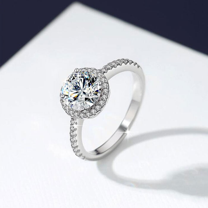 Luxury 1.2 Carat D Round Cut Color Moissanite Sterling Silver Ring-Only size 7 Available