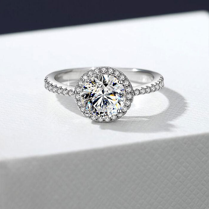 Luxury 1.2 Carat D Round Cut Color Moissanite Sterling Silver Ring-Only size 7 Available