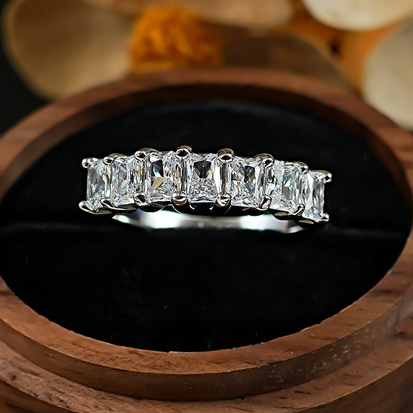 Sparkling Ice Cut Half Eternity Sterling Silver Wedding Band