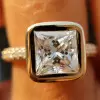 3ctw Princess Cut White Sapphire Profile Bezel Set Solitaire Ring