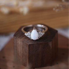 Oval Shape Opal Sterling Silver Engagement Ring