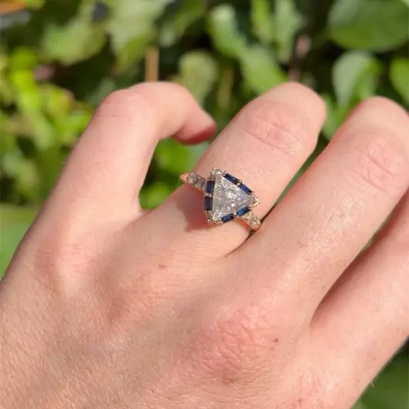 2ctw Trillion Cut Sapphire Engagement Ring