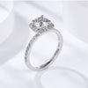 Round Cut D Color Moissanite Sterling Silver Halo Wedding Ring Set