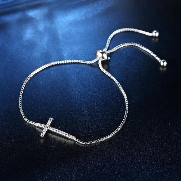 Faith Cross Adjustable Slider Clasp Bracelet