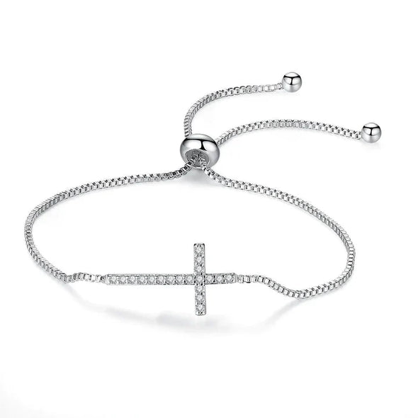 Faith Cross Adjustable Slider Clasp Bracelet