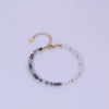 Natural Water Grass Agate with Pearls Sterling Silver Bracelet