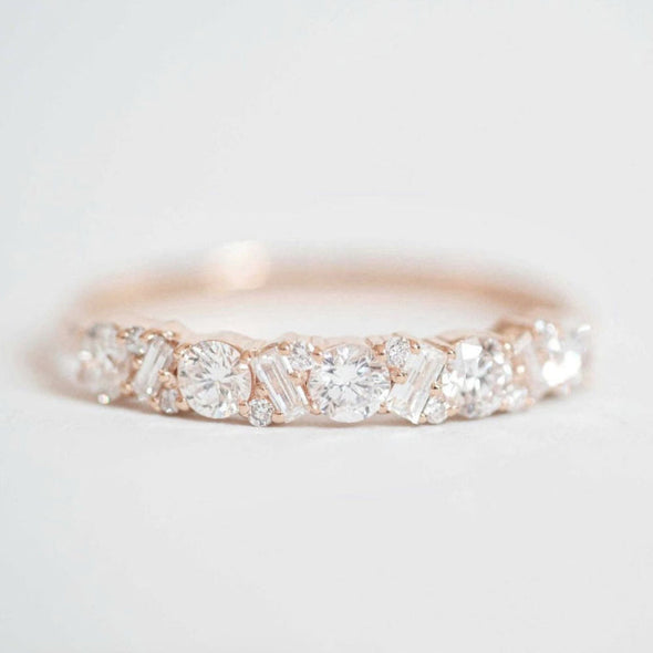 Elegant Half Eternity Sterling Silver Wedding Band