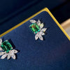 Gorgeous Emerald Green White Gold Plated Earrings