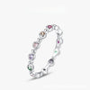 Simple Rainbow Round Cut Sterling Silver Wedding Band