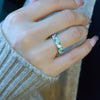 Vintage Design White And Blue Sterling Silver Wedding Band