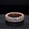 Rose Golden Round Cut Wedding Band In Sterling Silver