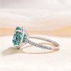 Exquisite Halo Cushion Cut Cyan Blue Sterling Silver Engagement Ring