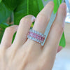 Gorgeous Pink Tripe Row Wedding Band