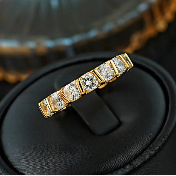 Stunning Round Cut Paved Sterling Silver Wedding Band
