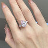 Pink Pear Cut Three Stone Sterling Silver Engagement Ring
