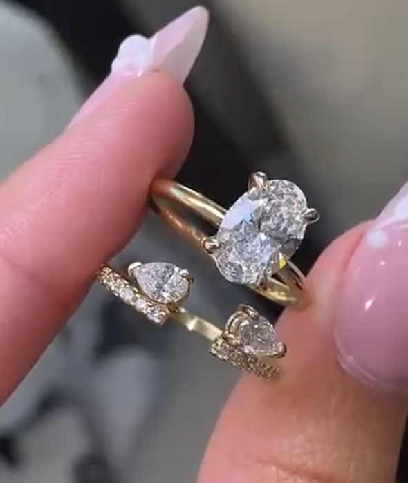 Unique Oval Cut Bridal Set In Sterling Silver