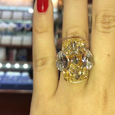 Fancy Yellow Three Stone Engagement Ring