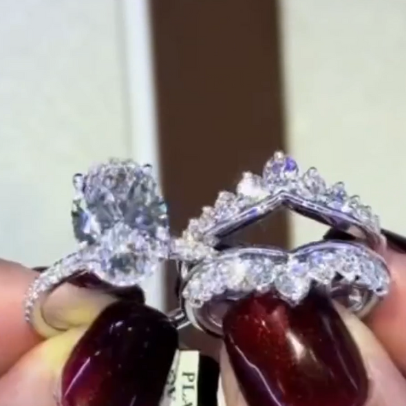 4.0Ct Oval Cut Bridal Set With Jacket Wedding Band