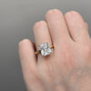 Stunning Radiant Cut Sterling Silver Engagement Ring In Golden Tone