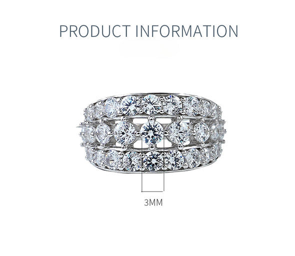 Stunning 3 Rows Sterling Silver Women's Wedding Band