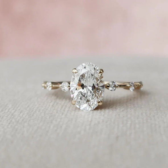 Oval Cut Engagement Ring with Side Stone