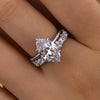 2pcs Hiden Halo Marquise Cut Wedding Set