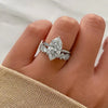 2pcs Hiden Halo Marquise Cut Wedding Set