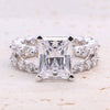 Classic 4.0ct Princess Cut Sterling Silver Engagement Ring Set