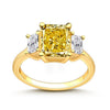 Two Tone Radiant Cut Three Stone Engagement Ring