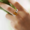 Two Tone Radiant Cut Three Stone Engagement Ring