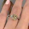 Two Tone Radiant Cut Three Stone Engagement Ring