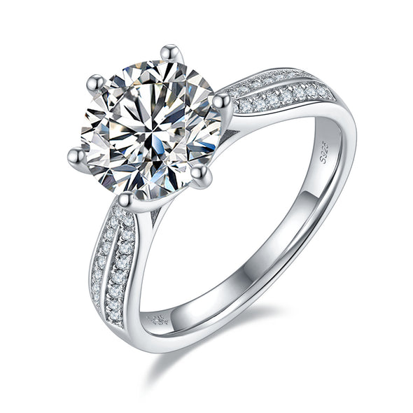 2 Carat Moissanite Round Cut 925 Sterling Silver Engagement Ring