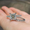 2pcs Solitaire Princess Cut Wedding Bridal Set in Sterling Silver