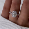Exquisite Halo Oval Cut Engagement Ring In Sterling Silver