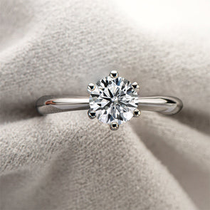2.0 CT Classic 6 Prong Round Cut Sterling Silver Engagement Ring