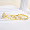 Luxurious 3PC Golden Tone Oval Cut Wedding Bridal Set In Sterling Silver