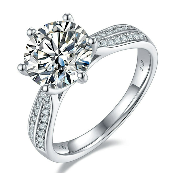 2 Carat Moissanite Round Cut 925 Sterling Silver Engagement Ring